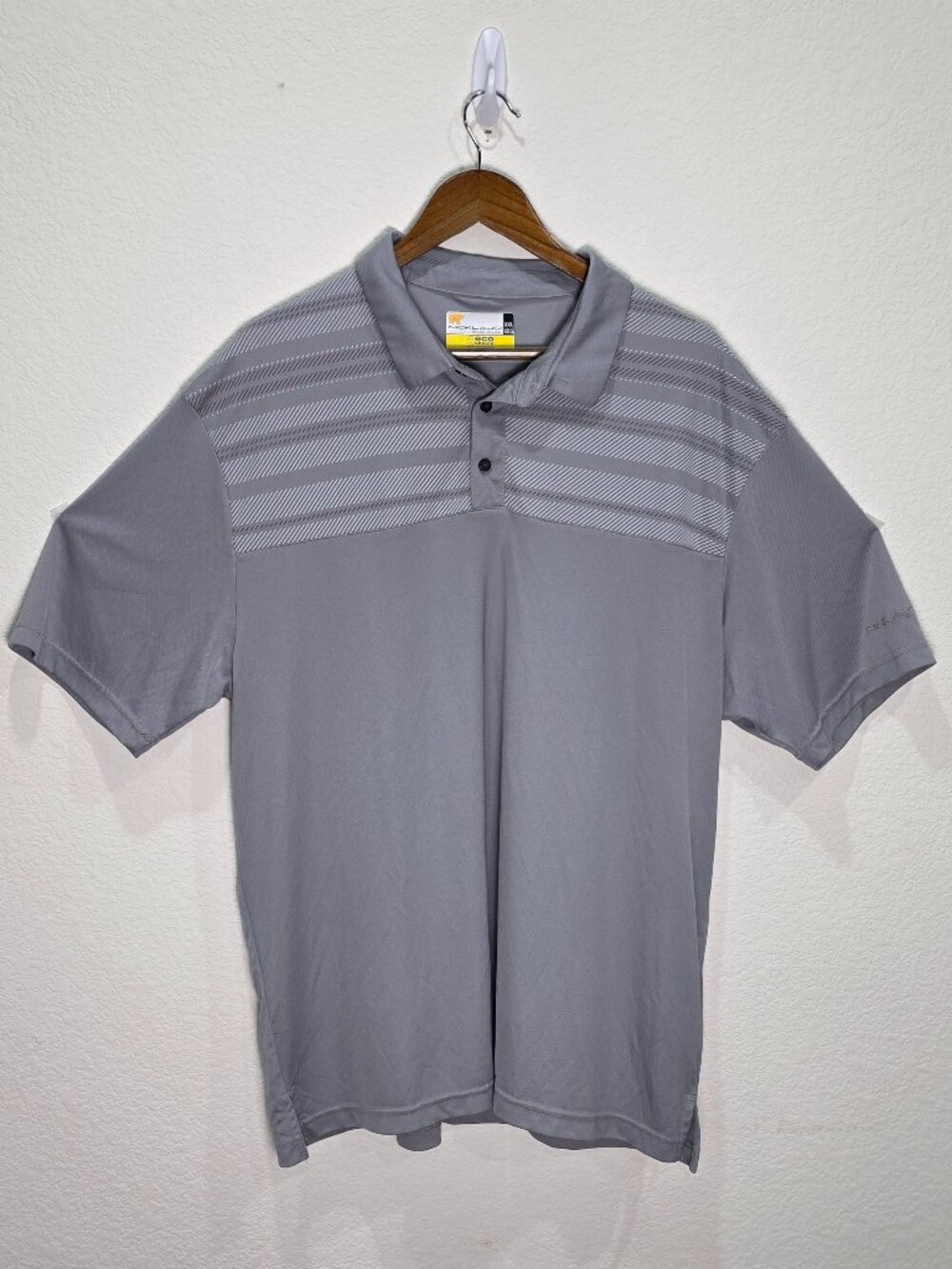 Nicklaus Eco Choice Gray Striped Short Sleeve Golf Polo Shirt Mens XXL